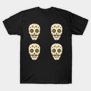 Beige Orange and yellow Day of the Dead Candy Skulls T-Shirt